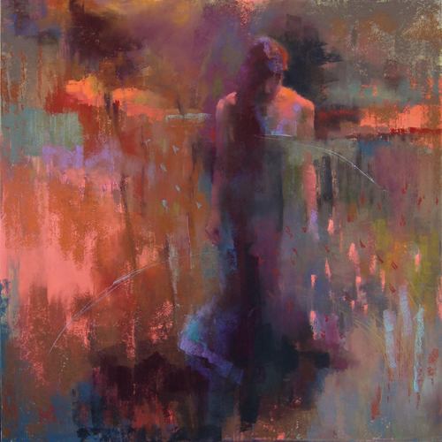 Cathy Locke, Lone Landscape, 2007, acrylic and pastel on wallis paper, 40 x 40 in