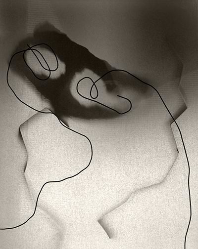 Doug Schwab, Wire Figure 4, palladium print from the series, "Sculpture Made to be  Photographed."
