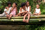 Bamboo Kids on Forest Bridge, by Noah Jackson