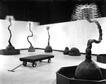 Gurgle, Weep, Flow, 2001, wood, water, concrete, steel, 35' x 58' installation, by AOM Subscriber Pat Warner