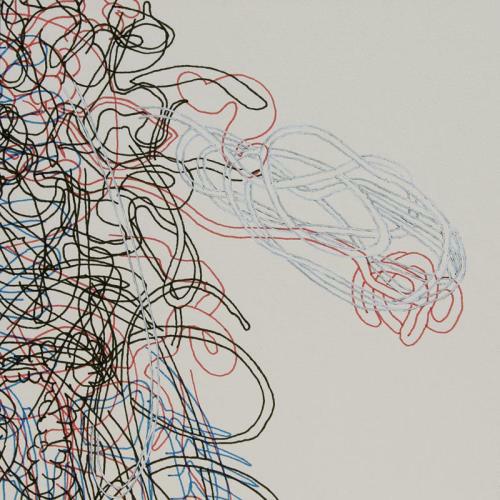 Cara Walz, microcosmigram 09:18(2), 2009, acrylic & ink on paper mounted to panel, 6 x 6 in